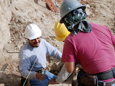 Construction workers outside