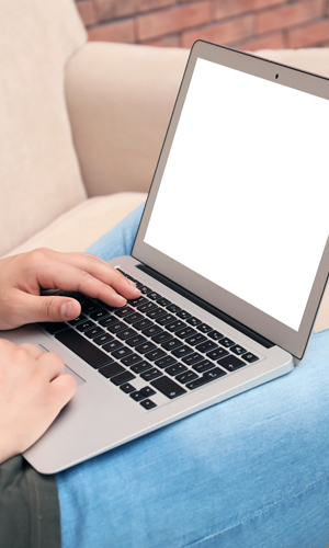 Laptop computer on a lap